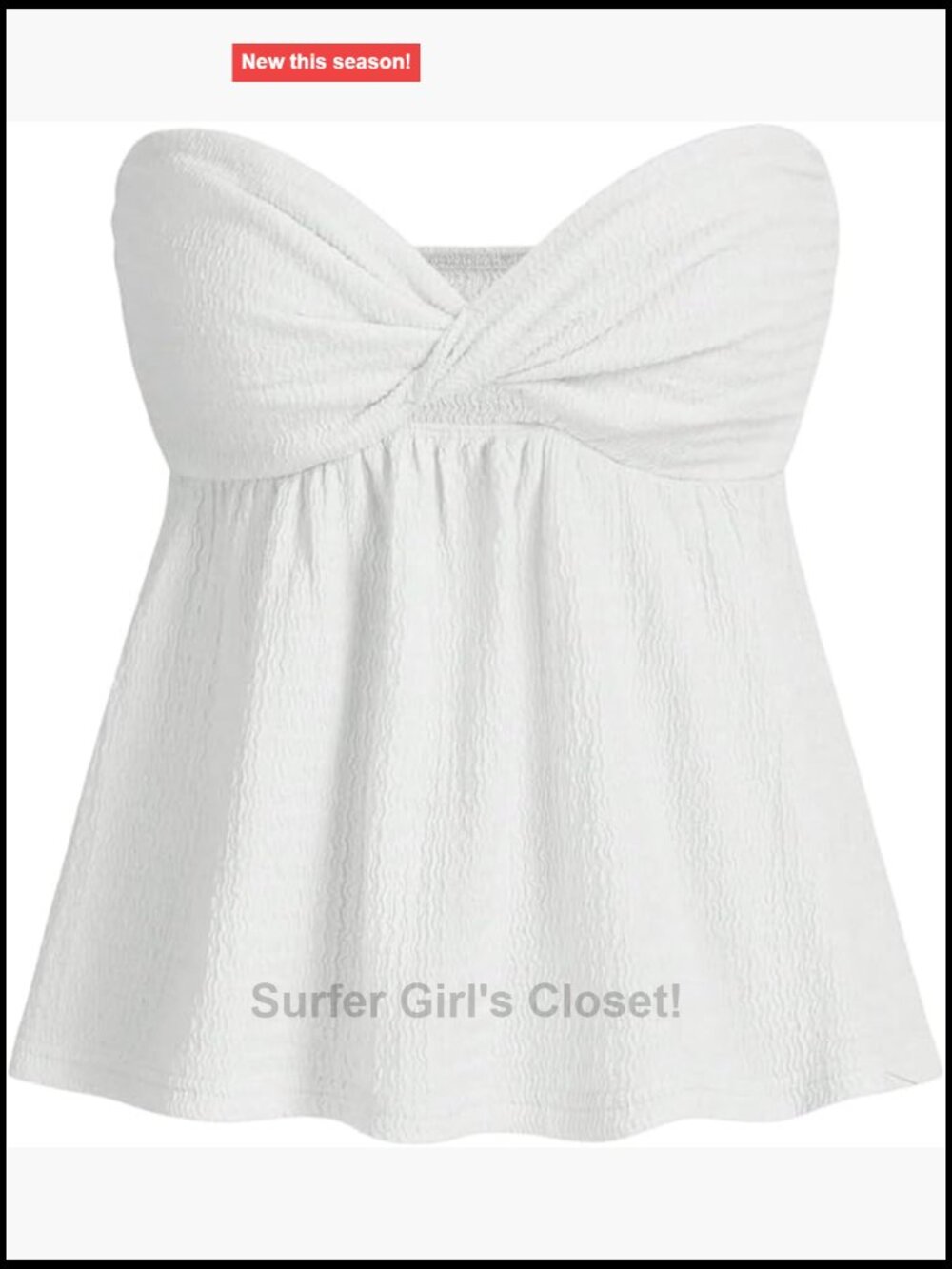 Women's Strapless Twist Peplum Bandeau Tube Top Solid Summer